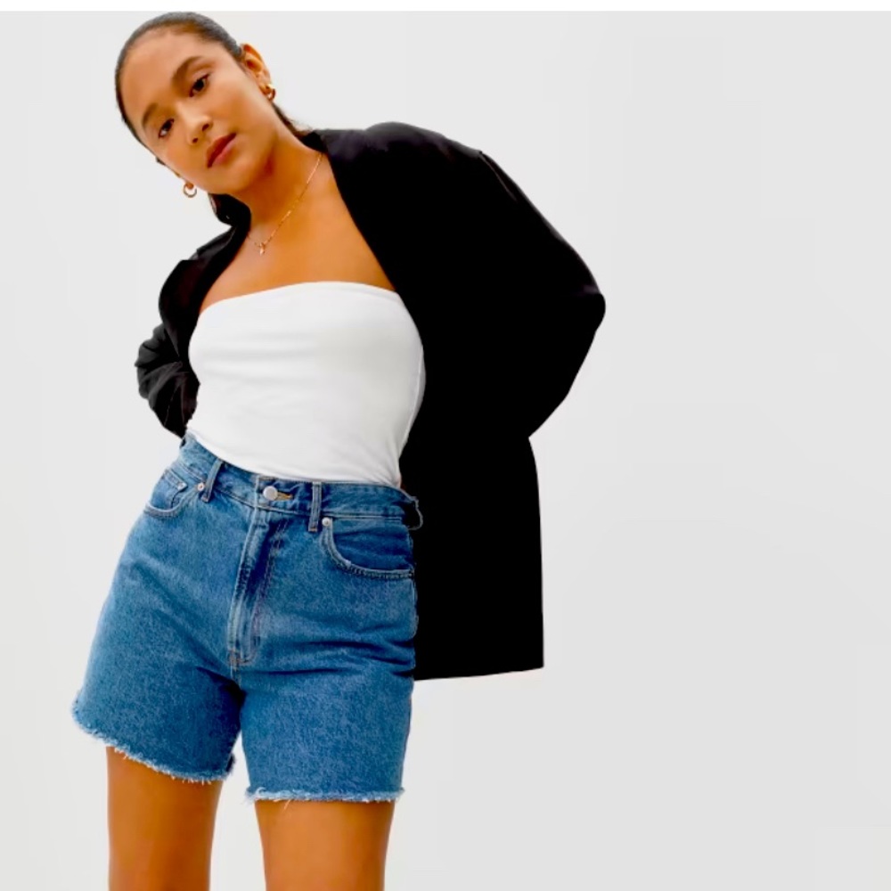 Everlane The A Line Denim Short in Medium Indigo Size 28